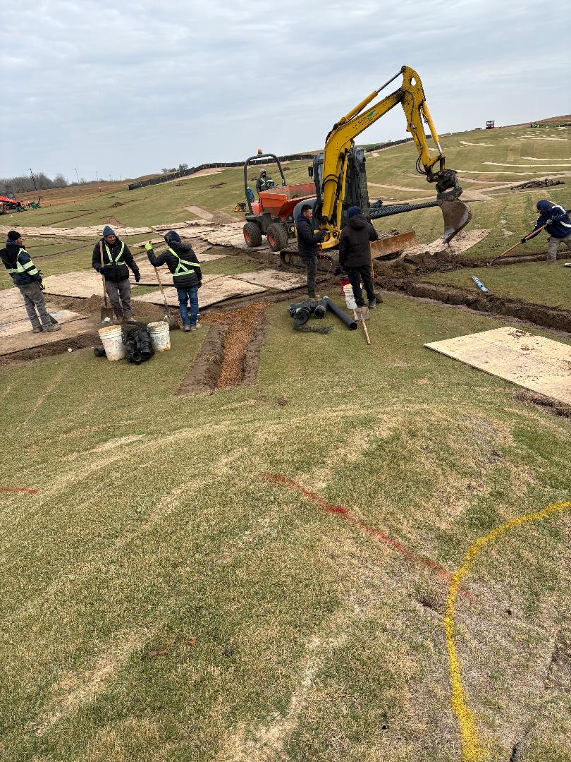 Irrigation trenching during construction